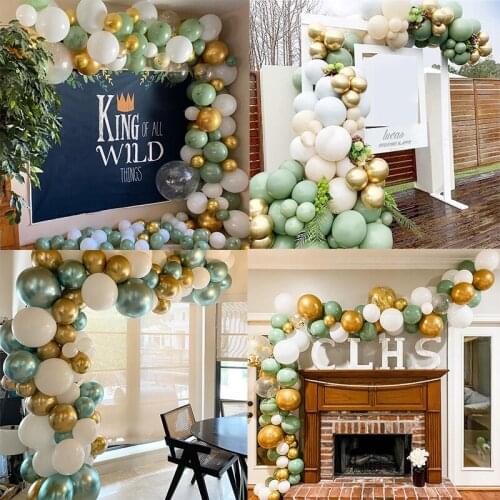 139pcs Green/Gold/White balloon Garland Arch Kit Party Balloons for Baby Shower Bridal Shower Wedding Birthday Party Decoration