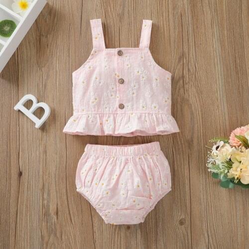 0-2y Muslin Clothes For Children Newborn Infant Baby Girl Boy Floral Strap Vest T-shirt Shorts 2pcs Toddler Girl Clothes Set