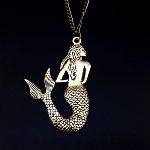 2017 Free shipping New Arrival Hot Sale Vintage Long Chain Bronze Legend Of The Blue Sea Fairy Mermaid Necklace