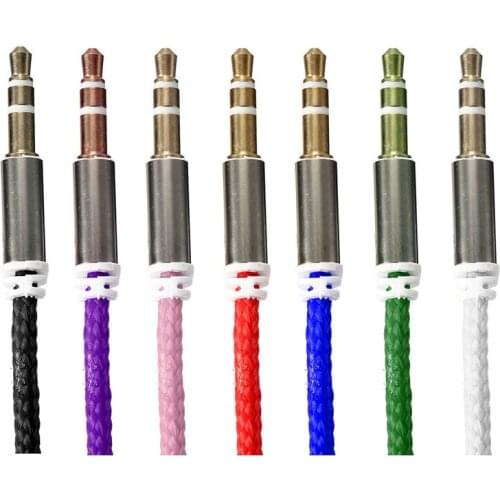 3.5mm Braided 1m Auxiliary Car AUX Male to Male Stereo Audio Cable Cord For Iphone 6 Plus Note 4 3 For Ipod DVD PC MP4 5 New