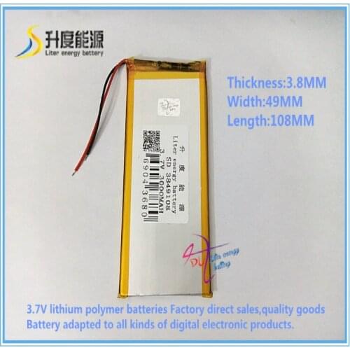 3.7V 3000mAH 3849108 Polymer lithium ion battery for tablet pc power bank MP4 GPS CELL PHONE
