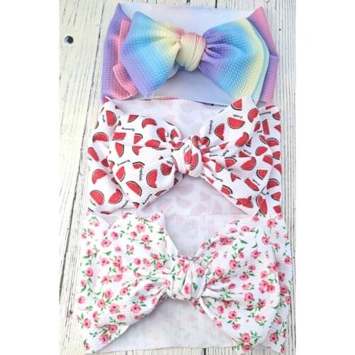 3 Pcs/Set Baby Girls Lovely Bow Hairband Elastic Wide Headband Stretch Knot Bandanas Turban Headdress Clothing Accessories QX2D