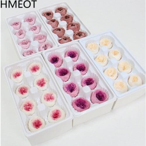 4-5cm Everlasting Flower Heads 8Pcs Eternal Flower Austin Rose Gift Box Preserved Flowers Birthday Gift Wedding Home Party Decor