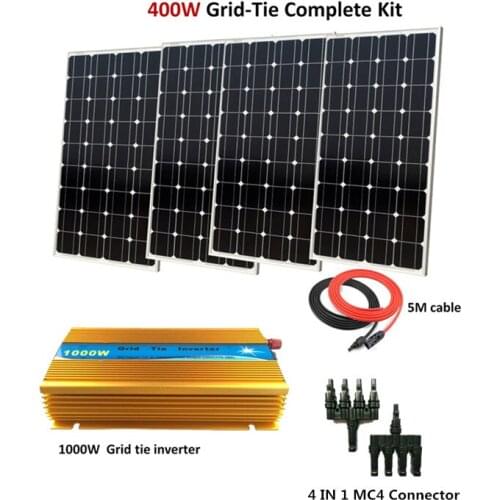 400w solar panel system for home mono solar celular Grid tie System with 1000W Grid tie inverter