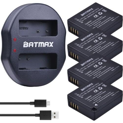 Batmax 4pcs DMW-BLG10 DMW BLE9 Rechargeable Battery+USB Dual Charger for Panasonic BLG10E BLG10GK BLG10 DMC-GF6 DMC-GX7 GF6 GX7