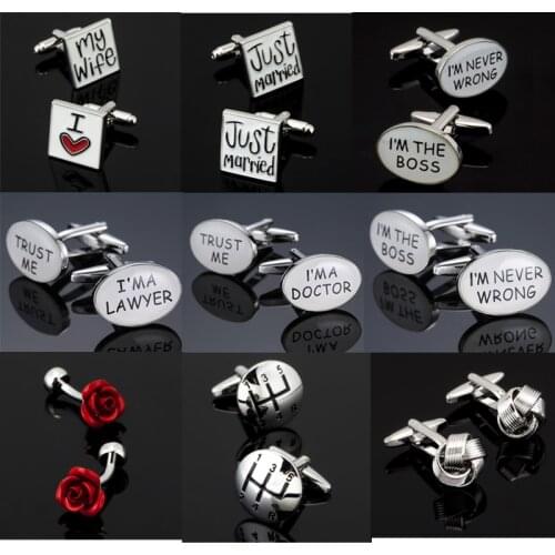 Free delivery, 18 new high-end mens shirt Cufflinks boss / letter / lawyer / doctor Cufflinks French shirt brand Cufflinks