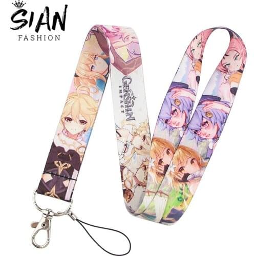 Fashion Anime Genshin Impact Keycord Hanging Lanyard Neck Key ID Card Badge Accessories Phone Charm Keychain for Unisex Gifts