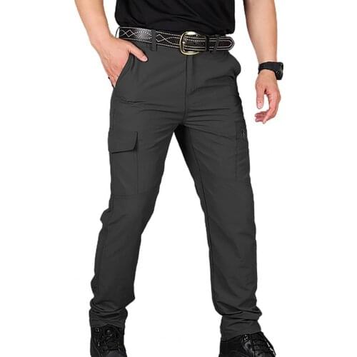 Pants Men Solid Color Pockets Quick Drying Breathable Joggers Cargo Pants Trousers