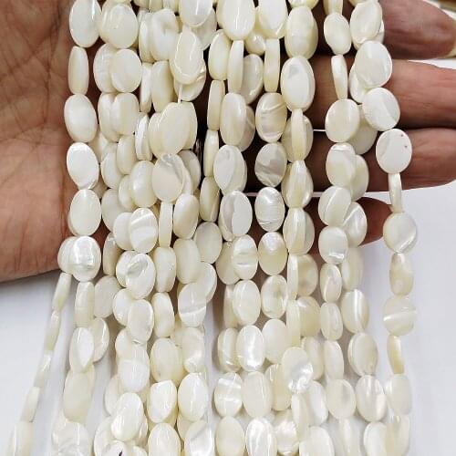 Natural White Shell Loose Beads 8*12mm Oval-shaped Beaded for Charms Women Jewelry Making DIY Bracelet Necklace Accessories 15