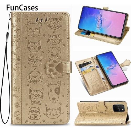 Phone Bags Cases For Samsung Note 10 Lite Dog Paw PU Leather Phone Bag Samsung Galaxy A81 M80S M60S S10 Lite M40S M30S Telefoon