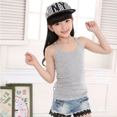 Kids Solid Candy Color 100% Cotton Childrens Summer Tops Clothes Sleeveless Shirts Tanks Camisoles Vest For Children Boys Girls