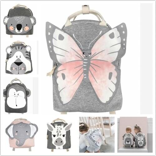 Ins Nordic Children Backpacks Cartoon Animals Design Baby Boy Girls Backpack School Bags Kindergarten Cute Rabbit Monkey Bags