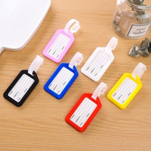 Plastic Luggage Tag Holder Labels Strap Name Address ID Suitcase Portable Tag Baggage Travel Luggage label LX8275