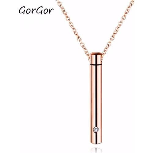 GorGor Titanium Steel Cylindrical Ashes Necklace Commemorative Lovers Pets Creative Perfume Bottle Pendant Jewelry 1524