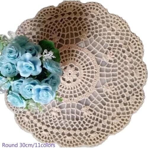 Round Lace cotton crochet placemat cup coaster tea coffee mug kitchen dish drink table place mat cloth wedding doily dining pad