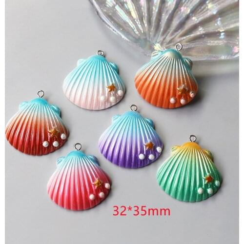 Diy jewelry making 50pcs/lot color shell shape fashion resin charms diy jewelry earrings pendant accessory