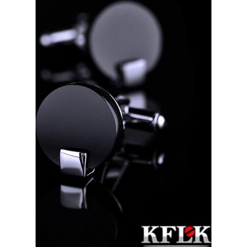 KFLK Jewelry shirt cufflink for mens Brand Black Cuff link Wholesale Button High Quality Round Luxury Wedding Male guests