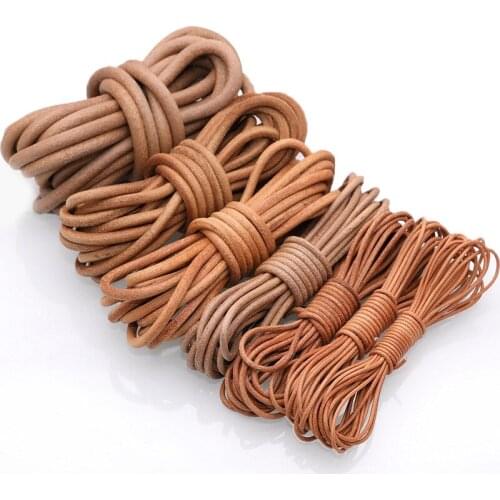 Diy leather rope jewelry accessories handmade materials round primary color leather rope bracelet necklace cowhide rope braided