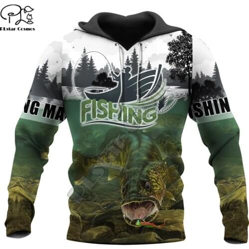 PLstar Cosmos Walleye Fishing Outdoor Fashion Mens/Women Sweatshirt Animal 3D Print Hoodies Harajuku Zipper Hooded Casual A7