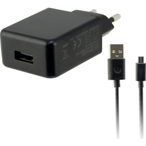 Wall Charger + USB Micro Cable KSIX USB 2A Black