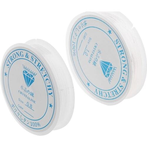 2 Rolls 10 Meters Clear Strong Elastic Stretchy Thread Beading String Cord 0.8mm/1.0mm