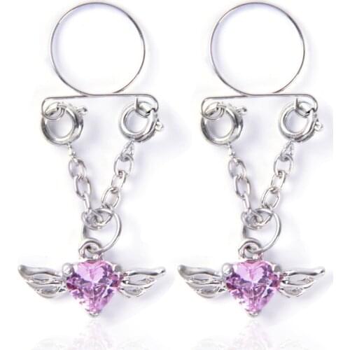 2PCS 14G Surgical Steel Nipple Piercing For Women Charm Heart Nipple Ring Barbell Body Piercing Jewelry Punk Non Piercing