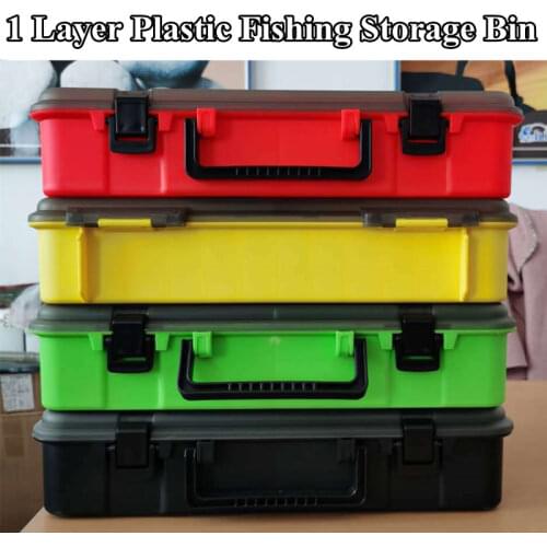 Plastic Lure Fishing Storage Bin 1 Layer Fishing Organizer Tackle Suitcase Work-box Carrying Case Hooks/Baits/Lures Storage Box