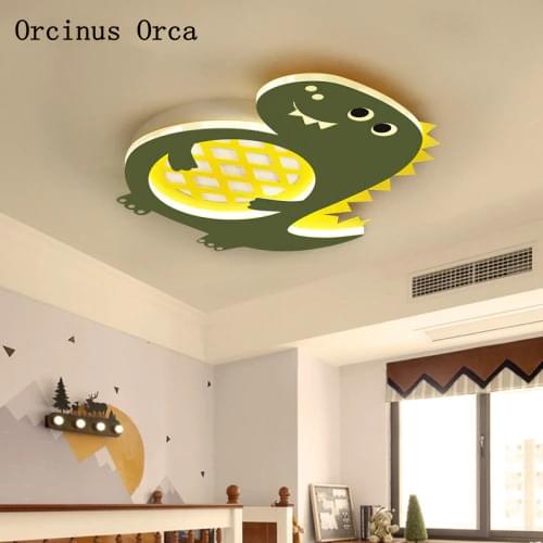 New cartoon creative dinosaur ceiling lamp boy bedroom childrens room light cute eye protection led green dragon ceiling lamp