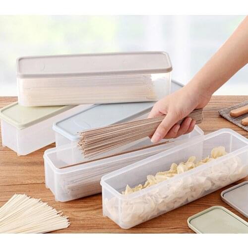 Durable Strip Noodle Storage Box Refrigerator Food Container Drawer Kitchen Plastic with lid food storage box Pasta storage box
