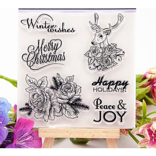 10x10cm Deer headdress Transparent Clear Stamps Silicone Seals Roller Stamp DIY scrapbooking photo album/Card Making Easter