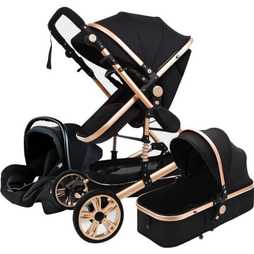 Luxurious Baby Stroller 3 in 1 Portable Travel Baby Carriage Folding Prams Aluminum Frame High Landscape Car for Newborn Baby