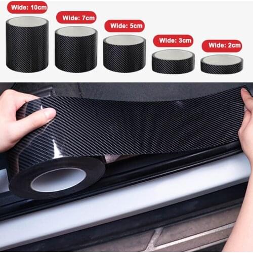 5D Carbon Black DIY Car Sticker 3/5/10M Nano Glue Auto Film Door Edge Protective Car Trunk Door Sill Full Body Sticker Accessory
