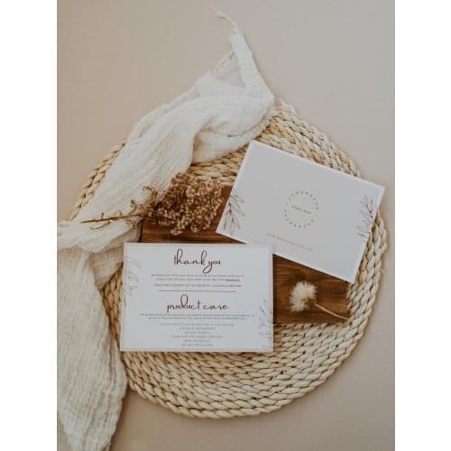 DIY Thank You For Your Order Card Template, Modern Care Card Package Insert, Boho Style Care Instructions, Candle Clothing Care
