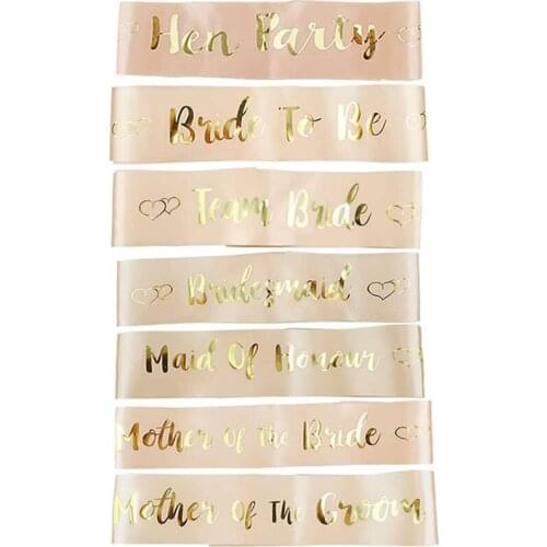 Champagne Bridal Etiquette With Bride To Be Sash Bachelor Party Bridegroom Team Bride Shoulder Strap Beautiful Hen Party qq004