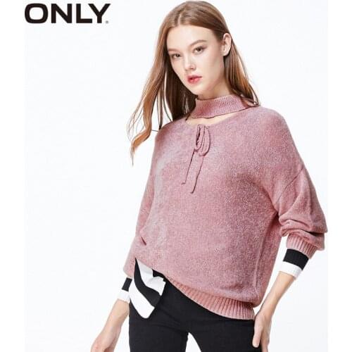 ONLY Women hollow out High turtle neck strap loose long Sleeve Sweater | 119313531