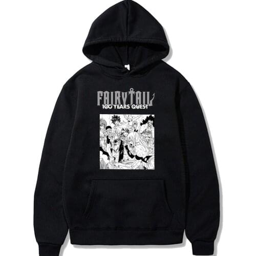 Fairy Tail Hoodies Japanese Anime Men Women Streetwear Harajuku Cartoon Hoodies Sweatshirt Hip Hop Black Hoodies