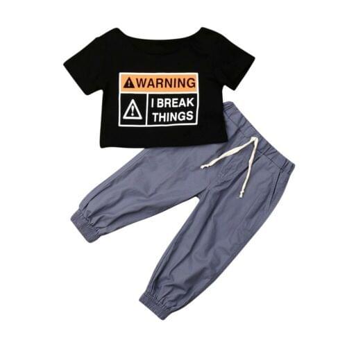 Toddler Kids Baby Girl Oversized Cropped Top T-shirt Long Pants 3PCS Outfit Clothes Summer Letter Tube Boat Neck Tops