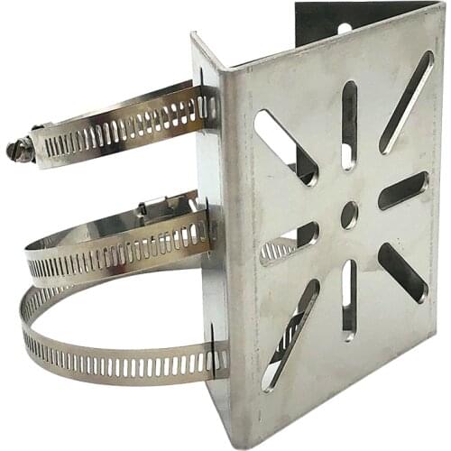 Upright Post Pillar CCTV Security Camera Bracket Stainless Steel Anti-Rust Pole Mount Vertical Holder Base with Hoops