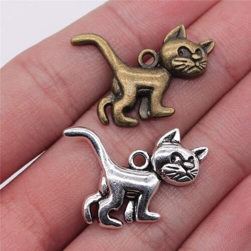 WYSIWYG 10pcs 30x22mm Pendant Cat Despise Cat Charm Pendants For Jewelry Making Antique Silver Color Cat Pendants