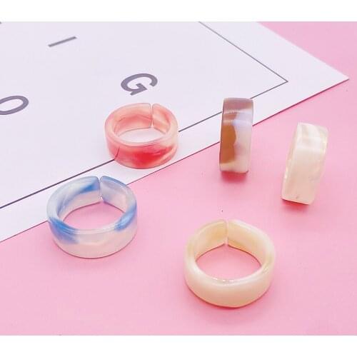 1Pc New Geometric Irregular Ring Vintage Transparent Resin Colorful Acrylic Set Rings for Women Fashion Jewelry Gifts