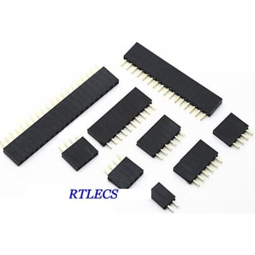 10 Pcs 2.54mm 1x2 2 3 4 5 6 7 8 9 10 12 14 15 16 20 26 30 32 34 40 Pin Female Header Single Row Pin Header PCB Connector