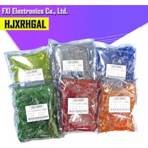 1000pcs Red Green Yellow White Orange Blue 5mm led light-emitting new original