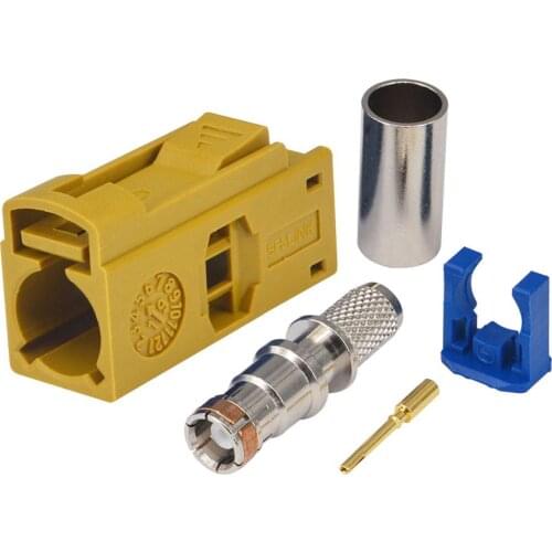 2 PCS RF Coaxial Connector Fakra K Curry/1027 Female Jack Straight Crimp for Cable LMR195 RG58 Satellite Radio