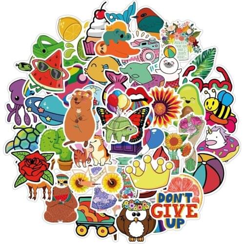 25/50Pcs Various Cartoon Stickers Animal Candy Notebook Luggage Suitcase Motorcycle Waterproof Graffiti DIY Colorful Sticker