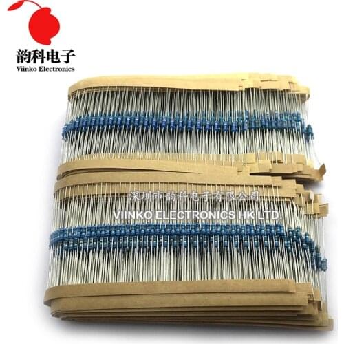 2500Pcs 50 Values 1R - 10MR 1/4W Resistance 1% Metal Film Resistor Assorted Kit