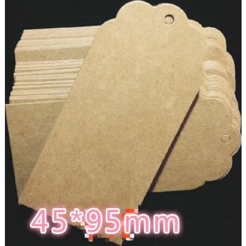 4.5*9.5cm Brown Rectangle Scalloped Kraft Paper Hang Tag Lable With Jute Twine For Luggage Wedding DIY Gifts Crafts Price Tags