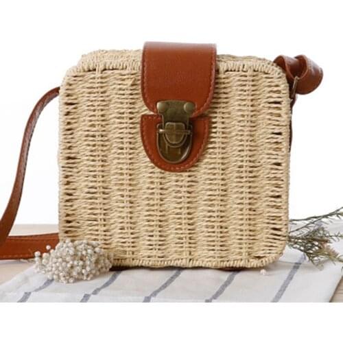 England wind cuff straw bag simple shoulder small square fashion woven bag holiday beach bag