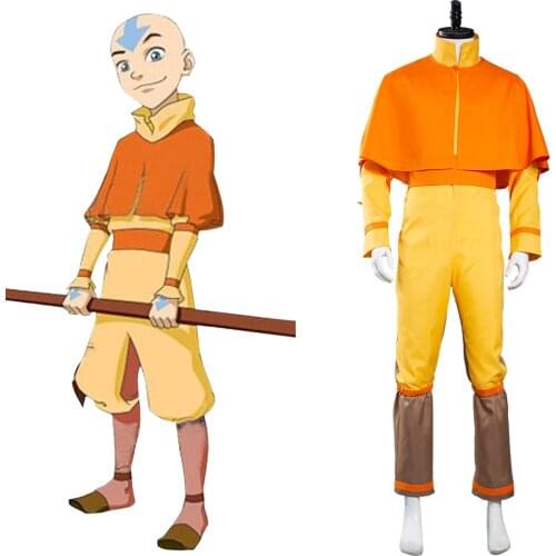 Anime Avatar The Last Airbender Avatar Aang Cosplay Costume Adult Jumpsuit Outfits Halloween Carnival Suit