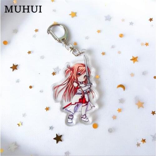 Anime Sword Art Online Key Chain SAO Kazuto Kirito Kirigaya Asuna Acrylic Keychain Keyring Women Bag Jewelry Gift llavero