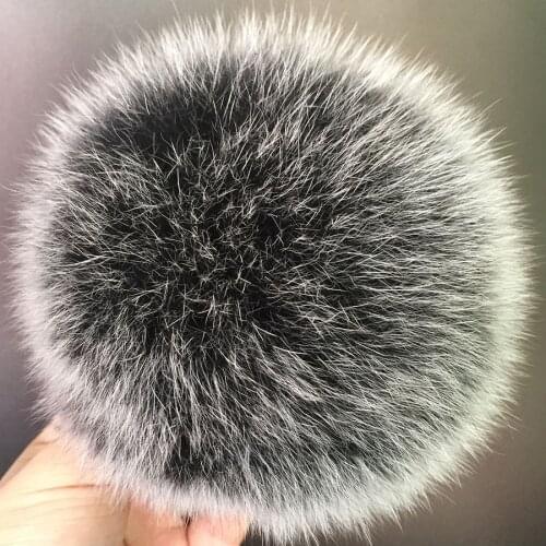 Big Round Fluffy Real Fox Raccoon Fur Pompoms For Keychains and Knitted Beanie Cap Hats Genuine Pompon Pom with Buttons Whosale